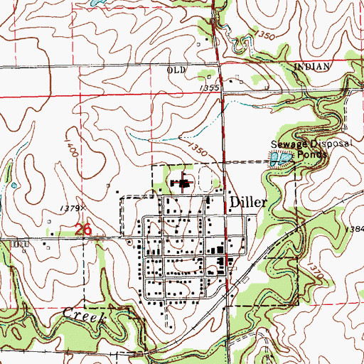 Topographic Map of Diller Community School, NE