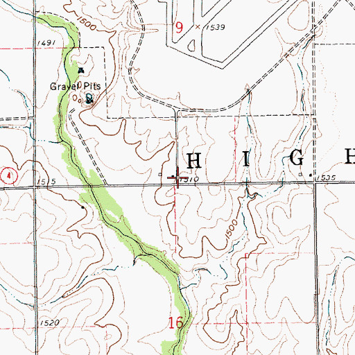 Topographic Map of Bruning Army Air Field Historical Marker, NE