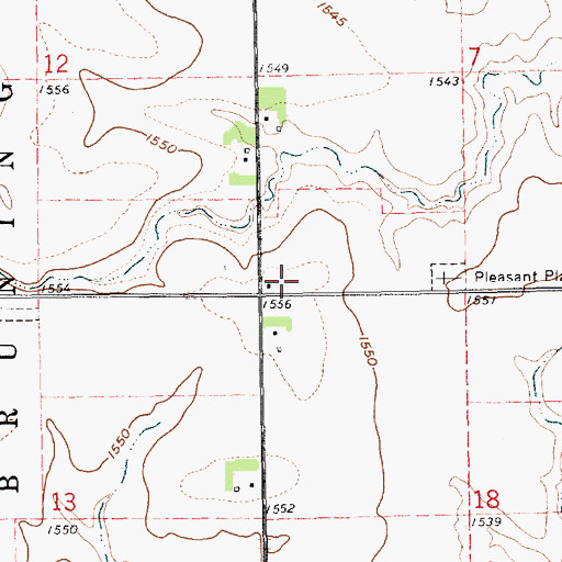 Topographic Map of Pleasant Plain School (historical), NE