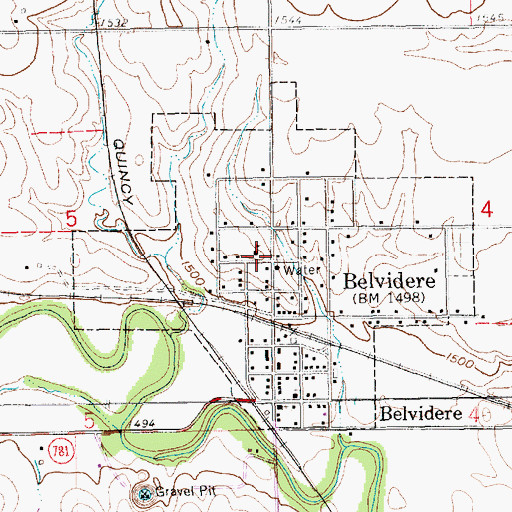 Topographic Map of Belvidere Public School (historical), NE