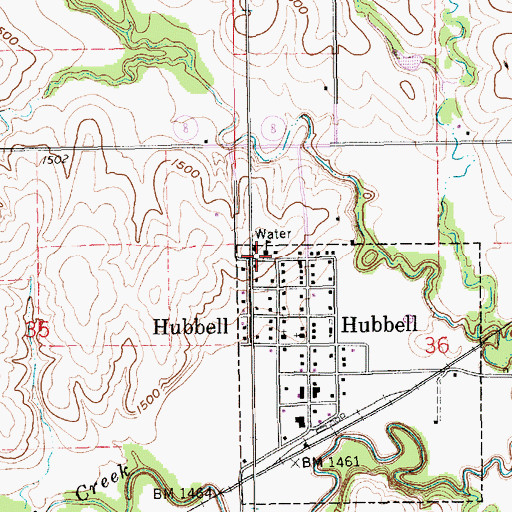 Topographic Map of Hubbell School (historical), NE