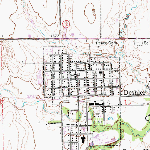 Topographic Map of Peace Lutheran School (historical), NE