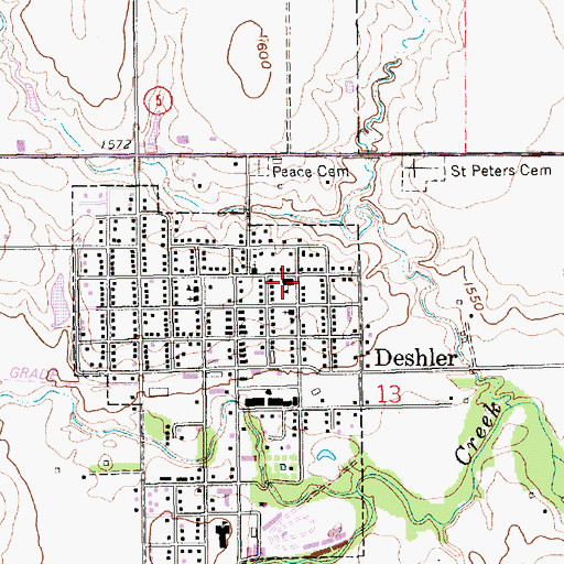 Topographic Map of Deshler Lutheran Elementary School, NE
