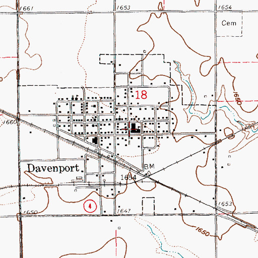Topographic Map of Davenport Community Schools, NE