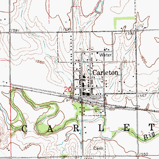Topographic Map of Carleton Public School, NE