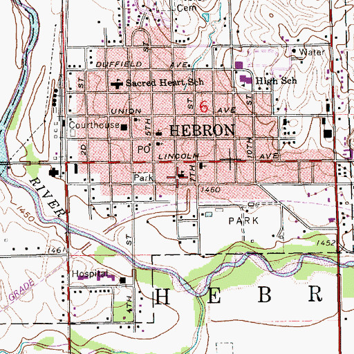 Topographic Map of Hebron Elementary Primary School, NE