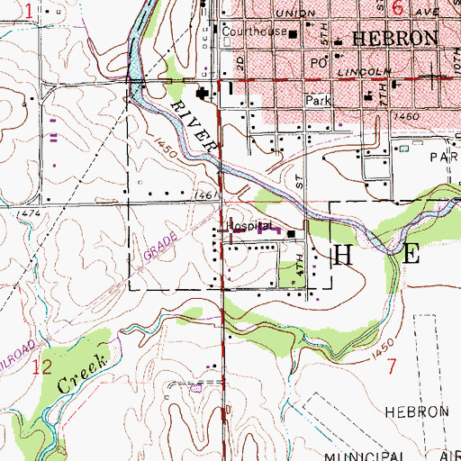 Topographic Map of Thayer County Health Services, NE