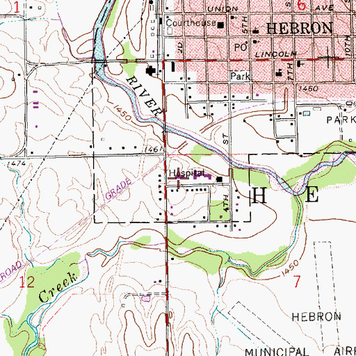 Topographic Map of Thayer County Health Services - Clinic, NE
