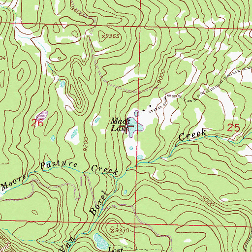 Topographic Map of Mack Lake, CO