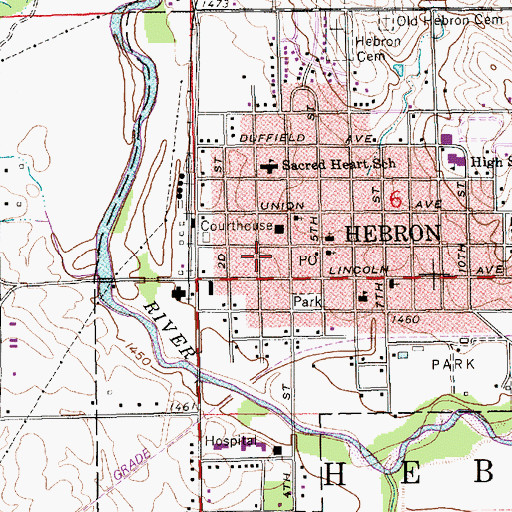 Topographic Map of Hebron Secrest Library, NE