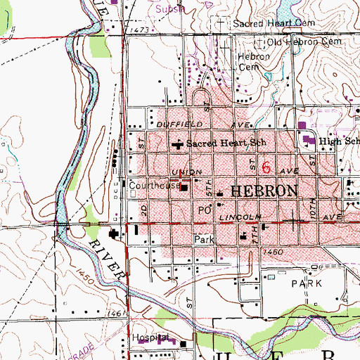 Topographic Map of Thayer County Courthouse, NE