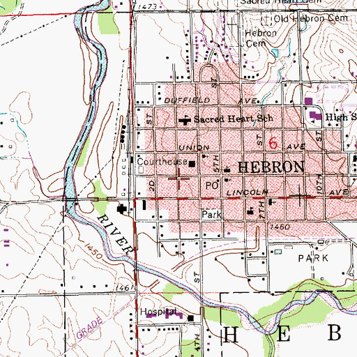 Topographic Map of Thayer County Sheriff, NE