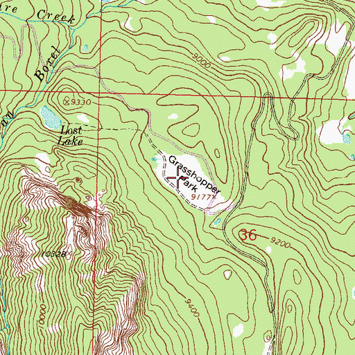 Topographic Map of Grasshopper Park, CO