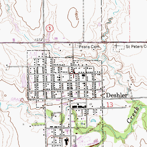 Topographic Map of Saint Peter Lutheran Church, NE