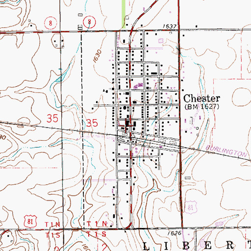 Topographic Map of Chester Public Library, NE