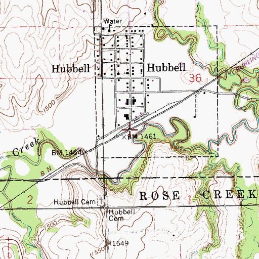 Topographic Map of Hubbell, NE