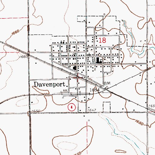 Topographic Map of Davenport, NE