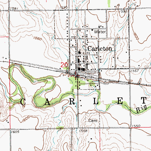 Topographic Map of Carleton, NE