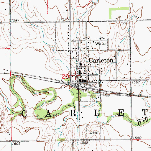 Topographic Map of Carleton Post Office, NE