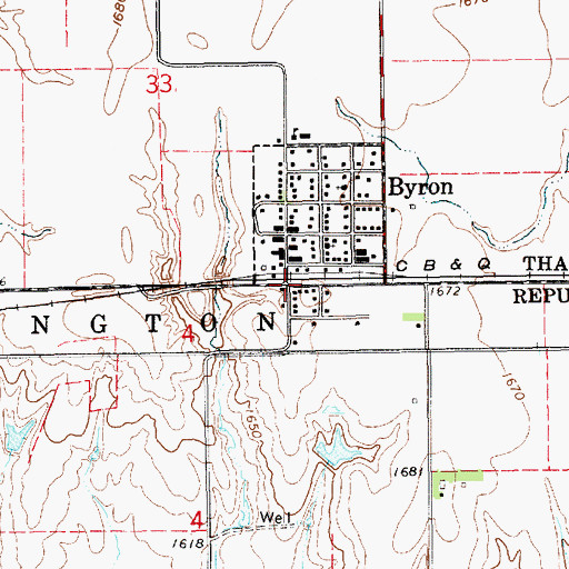 Topographic Map of Byron, NE
