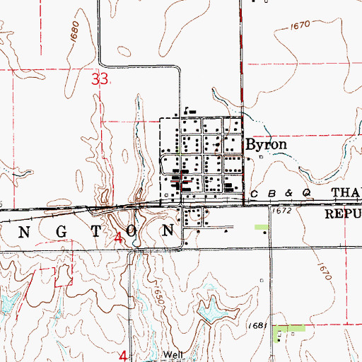 Topographic Map of Byron Post Office, NE