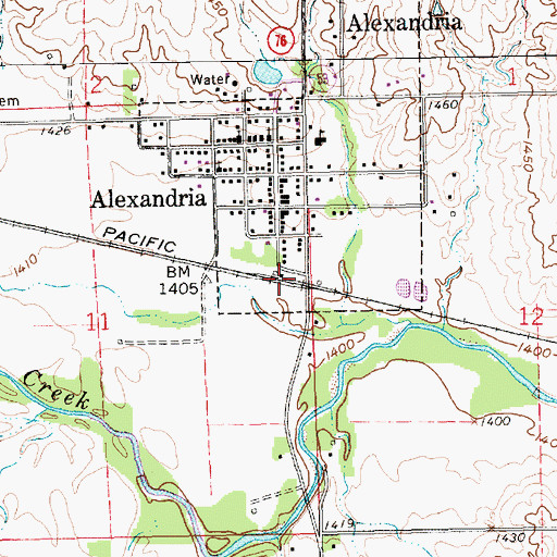 Topographic Map of Alexandria, NE