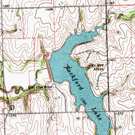 Topographic Map of Rockford Lake State Recreation Area, NE