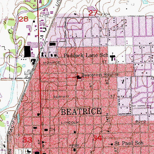 Topographic Map of Beatrice Childrens Clinic, NE