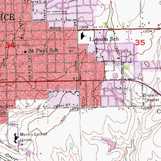 Topographic Map of Beatrice Family Chiropractic, NE