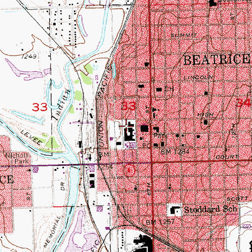 Topographic Map of First Presbyterian Church, NE
