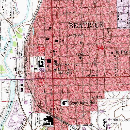 Topographic Map of Christ Evangelical Lutheran Church, NE