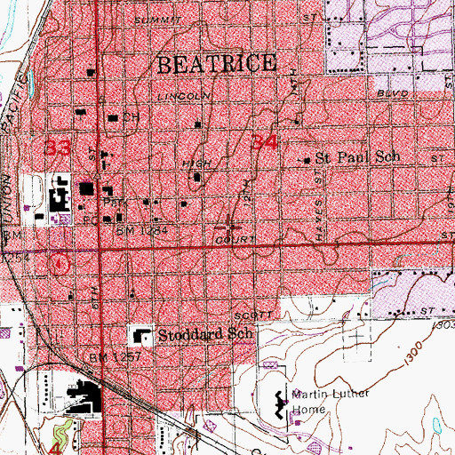 Topographic Map of Seventh Day Adventist Church, NE