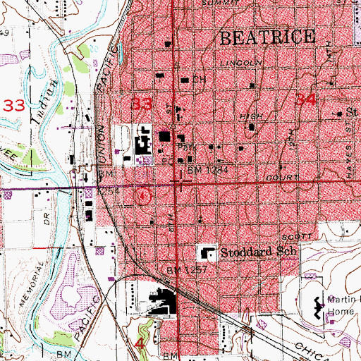 Topographic Map of Josephs College of Beauty, NE