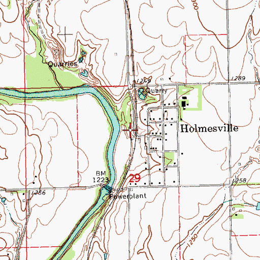 Topographic Map of Holmesville, NE