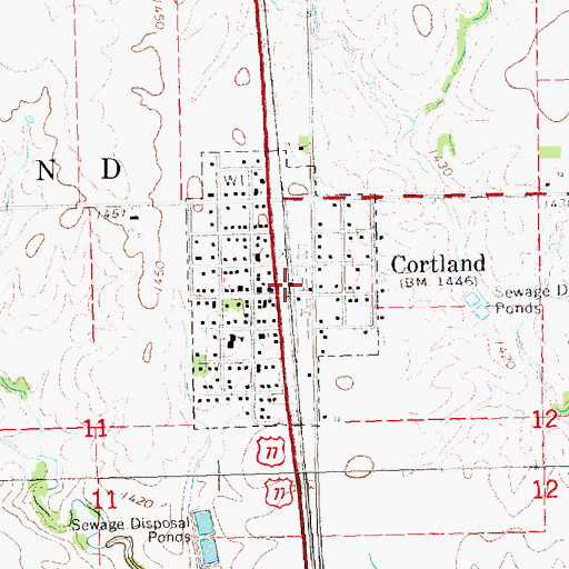Topographic Map of Cortland, NE