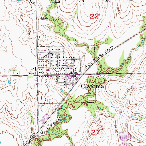 Topographic Map of Clatonia Post Office, NE