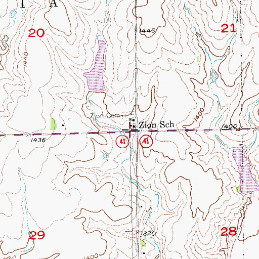 Topographic Map of Zion Evangelical Lutheran Church, NE
