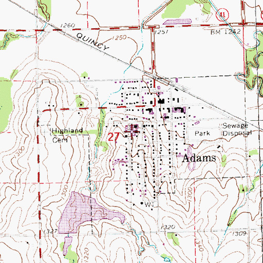 Topographic Map of Adams Public Schools, NE