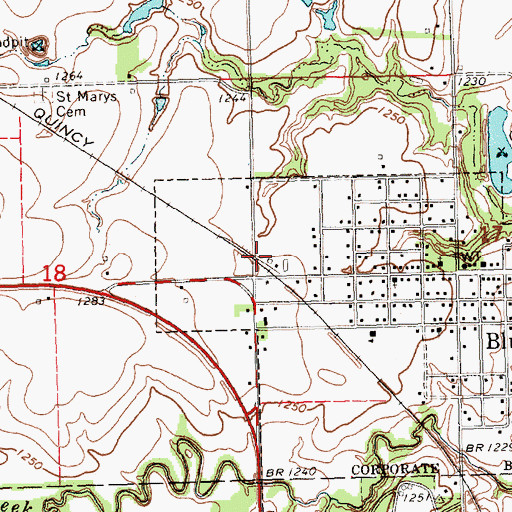 Topographic Map of Blue Springs, NE