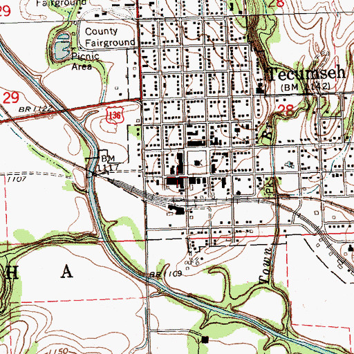 Topographic Map of Tecumseh Church of God, NE