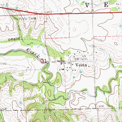 Topographic Map of Vesta (historical), NE