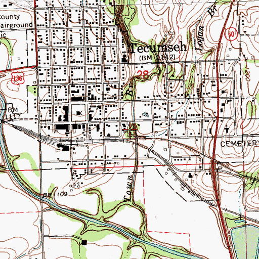 Topographic Map of Tecumseh City Park, NE