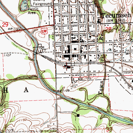 Topographic Map of Tecumseh, NE