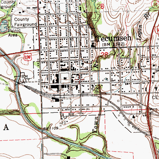 Topographic Map of Tecumseh Public Library, NE