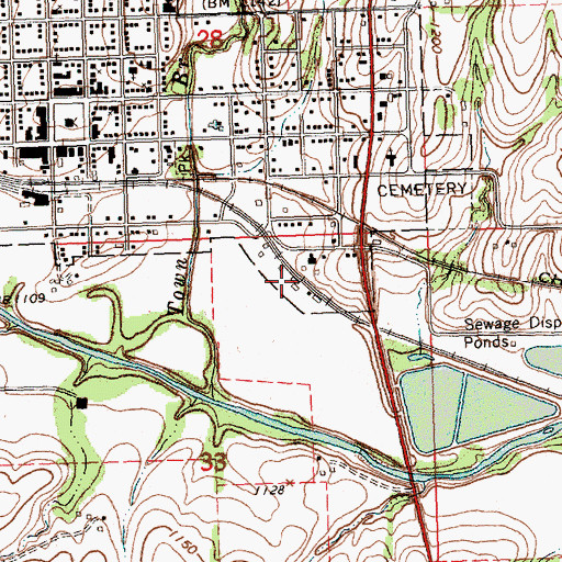 Topographic Map of Searcey Grain Company Elevator, NE