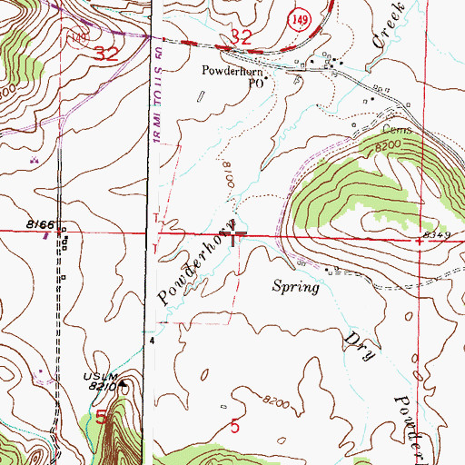 Topographic Map of Dry Powderhorn Creek, CO