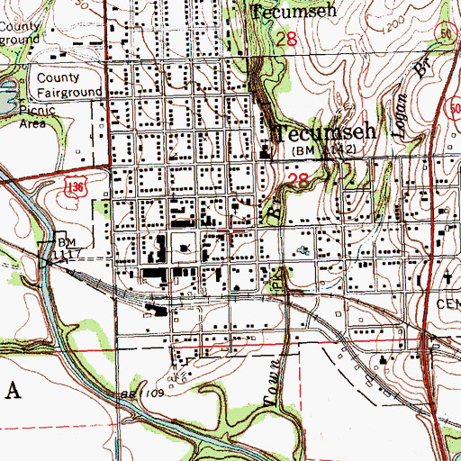 Topographic Map of Tecumseh Family Health, NE