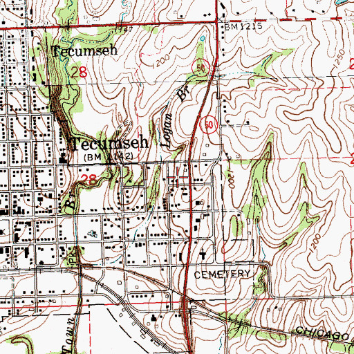 Topographic Map of Tecumseh Back and Neck Pain Clinic, NE