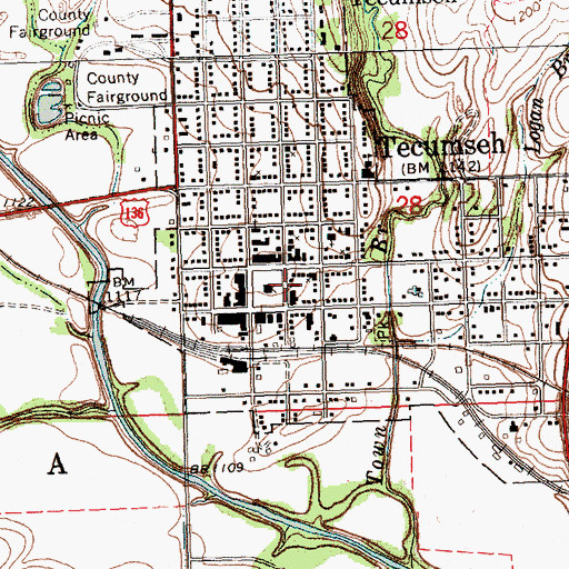 Topographic Map of Tecumseh Police Department, NE