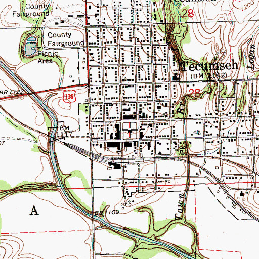 Topographic Map of Johnson County Courthouse, NE